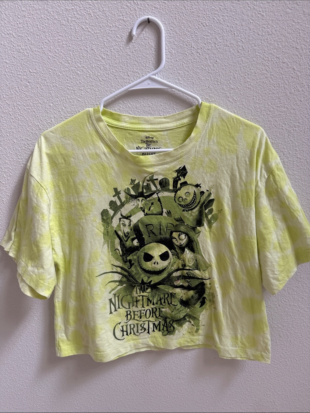 Disney The Nightmare Before Christmas Jack Sally Tie Dye Cropped Graphic Tee S